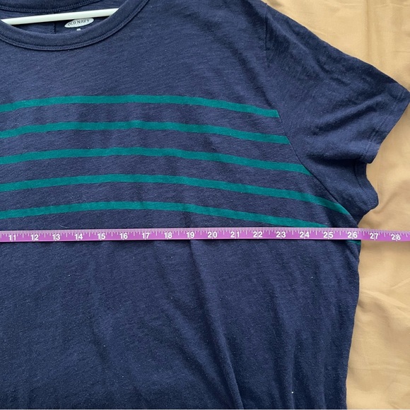Old Navy Blue & Green Striped T-Shirt 100% Cotton - Picture 7 of 7